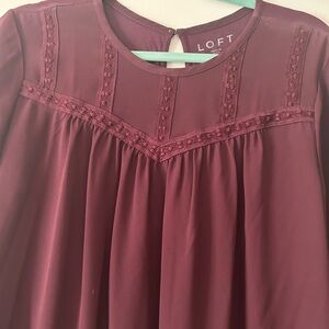 LOFT Deep Red Lace Blouse